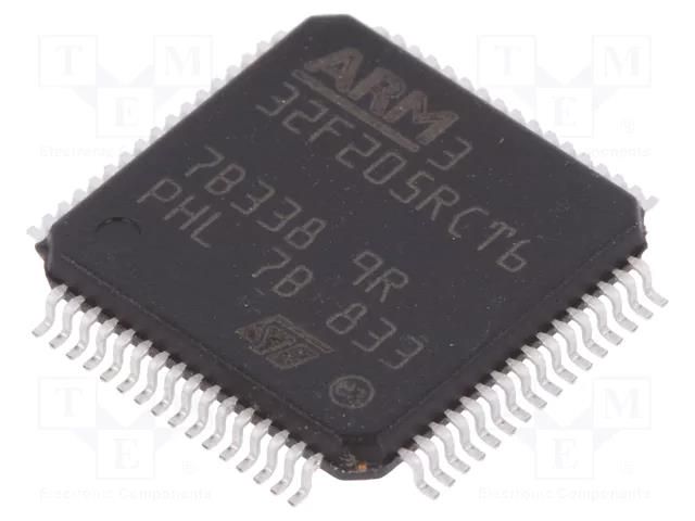 IC: STM32 ARM microcontroller; 120MHz; LQFP64; 1.8÷3.6VDC STMicroelectronics STM32F205RCT6