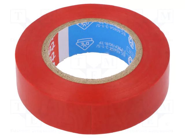 Tape: electrical insulating; W: 15mm; L: 10m; Thk: 0.15mm; red; 240% TESA 53988-15/10-RD