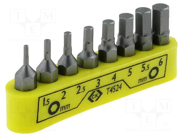Kit: screwdriver bits; hex key; Overall len: 30mm; blister; 8pcs. C.K CK-4524