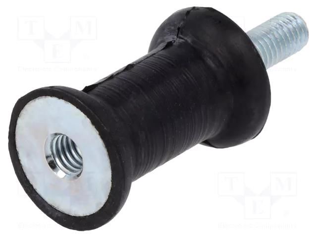 Vibration damper; M6; Ø: 20mm; rubber; L: 30mm; Thread len: 18mm ELESA+GANTER DVC2-434079