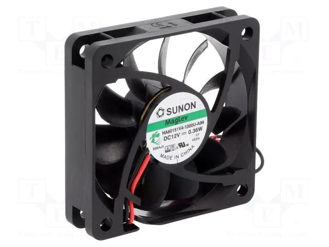 Fan: DC; axial; 12VDC; 60x60x15mm; 21.46m3/h; 14.5dBA; Vapo; 2200rpm SUNON HA60151V4-A99-A