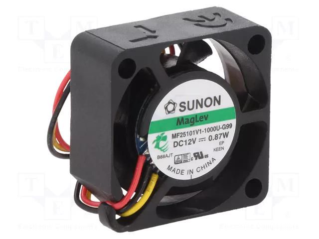 Fan: DC; axial; 12VDC; 25x25x10mm; 6.42m3/h; 26dBA; Vapo; Out: F type SUNON MF25101V1-G99-A