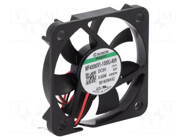 Fan: DC; axial; 5VDC; 40x40x6mm; 10.65m3/h; 29.3dBA; Vapo; 7000rpm SUNON MF40060V1-A99-A