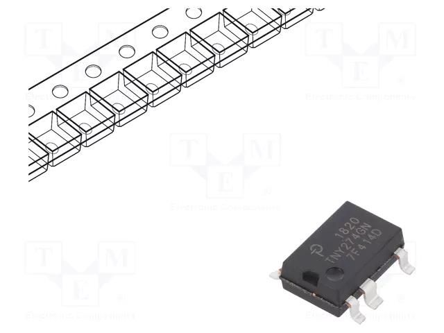 IC: PMIC; AC/DC switcher,SMPS controller; Uin: 85÷265V; SMD-8C POWER INTEGRATIONS TNY274GN-TL