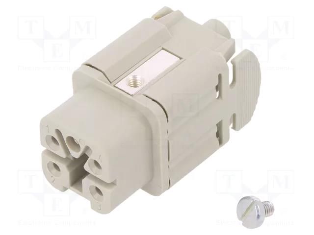 Connector: HDC; female; PIN: 5; size 3; contact insert; 400V; 10A WIELAND 73.300.0453.0