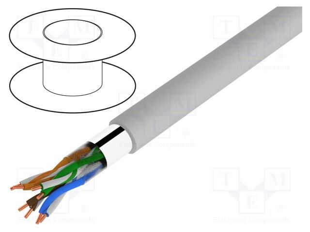 Wire; F/UTP; 4x2x24AWG; 5e; wire; Cu; Insulation: PVC; grey; 100m DIGITUS DK-1521-V-1