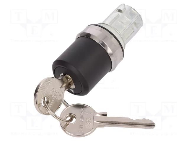 Switch: rotary with key; 22mm; Stabl.pos: 2; black; none; IP67 SIEMENS 3SU1050-5BF11-0AA0