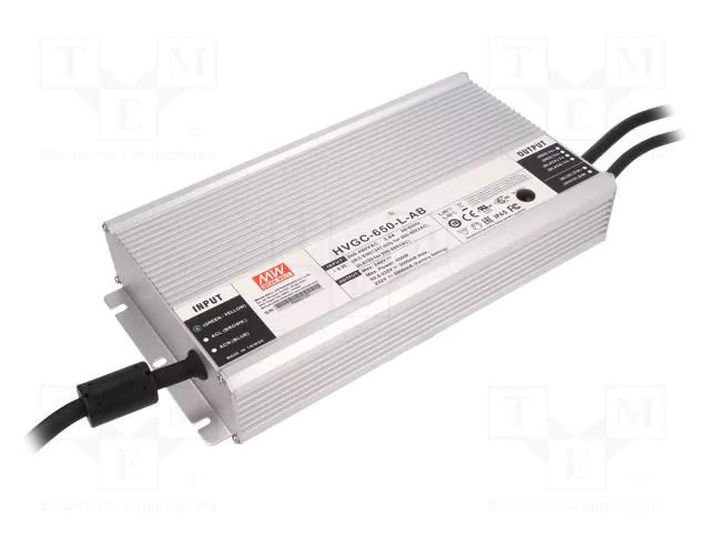 Power supply: switching; LED; 650W; 92.8÷232VDC; 1400÷3500mA; IP67 MEAN WELL HVGC-650-L-AB