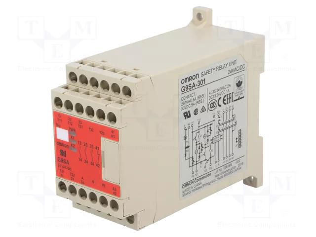 Module: safety relay; 24VAC; 24VDC; IN: 2; for DIN rail mounting OMRON G9SA-301-24
