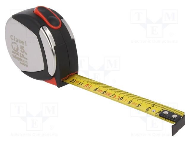 Measuring tape; L: 5m; Width: 19mm; elastolan,stainless steel MEDID MED.45191-5