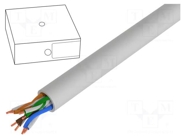 Wire; U/UTP; 4x2x24AWG; 5e; wire; Cu; Insulation: PVC; grey; 100m DIGITUS DK-1511-V-1-1