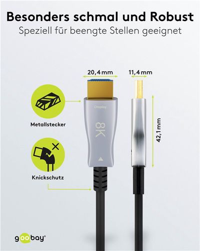 Kaabel HDMI-HDMI 40m (HDMI 2.1) optiline hübriid 8K @ 60 Hz/ 4K @ 120 Hz Goobay 65561 4040849655616