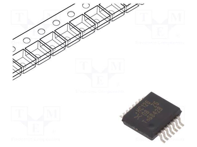 IC: digital; buffer,non-inverting,line driver; Ch: 4; CMOS; SMD NEXPERIA 74HC126DB.118
