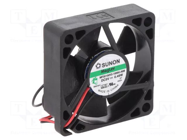 Fan: DC; axial; 5VDC; 35x35x10mm; 10.99m3/h; 21.8dBA; Vapo; 7500rpm SUNON MF35100V2-A99-A