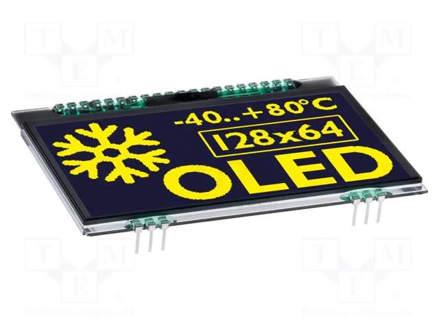 Display: OLED; graphical; 2.9"; 128x64; Dim: 68x51mm; green DISPLAY VISIONS EAOLEDL128-6LGA