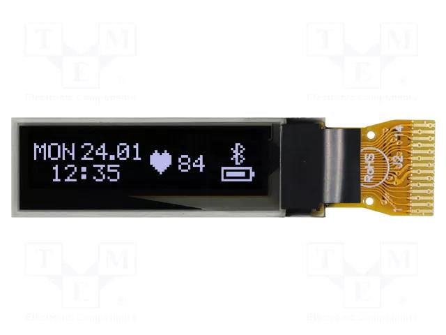 Display: OLED; graphical; 1.18"; 96x16; Dim: 29.1x9.2x1.3mm; white DISPLAY VISIONS EAW096016-XALW