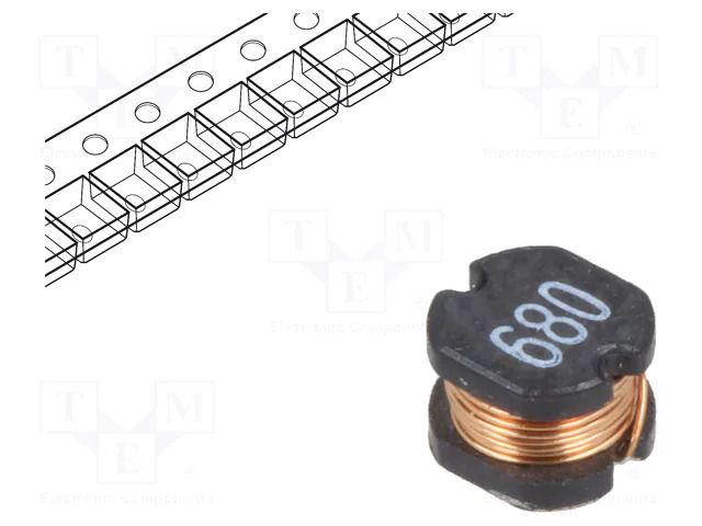 Inductor: wire; SMD; 68uH; 1117mΩ; ±20%; 4x4.5x3.2mm; 370mA TRACO POWER TCK-133