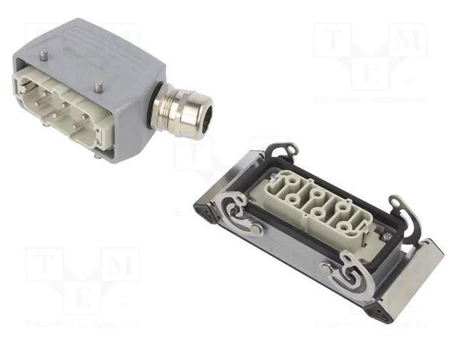 Connector: HDC; male + female; plug + socket,complete set; PIN: 6 WEIDMÜLLER KIT-HSB06.500