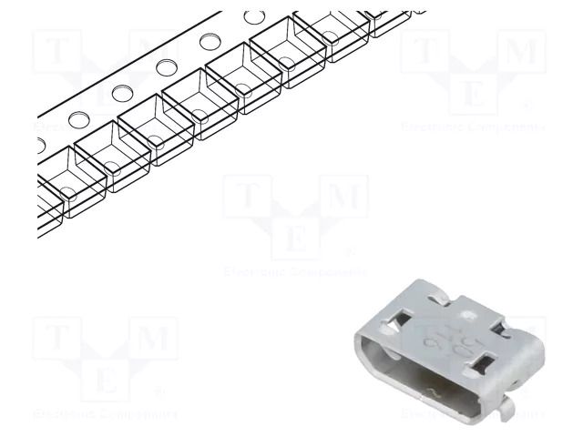 Connector: USB B micro; socket; on PCBs; SMT; PIN: 5; horizontal MOLEX MX-105017-1001