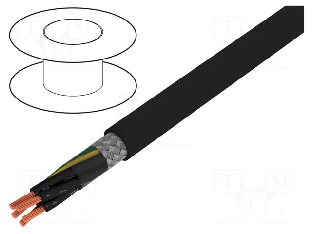 Wire; JZ-500-C; 5G0.75mm2; shielded,tinned copper braid; PVC HELUKABEL JZ500-C-BK-5G0.75