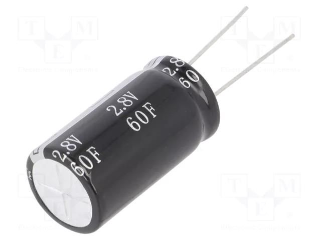 Supercapacitor; THT; 60F; 2.8VDC; ±20%; Ø18x34mm; 30mΩ; -40÷65°C BIGCAP BUP002R8L606FC