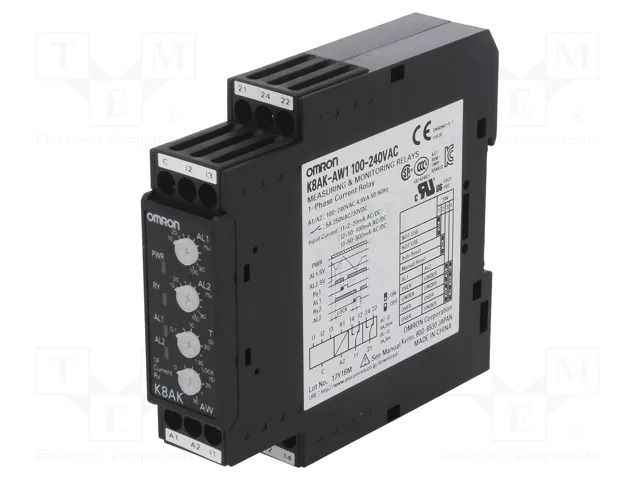 Current monitoring relay; AC current,DC current; 100÷240VAC OMRON K8AK-AW1-230