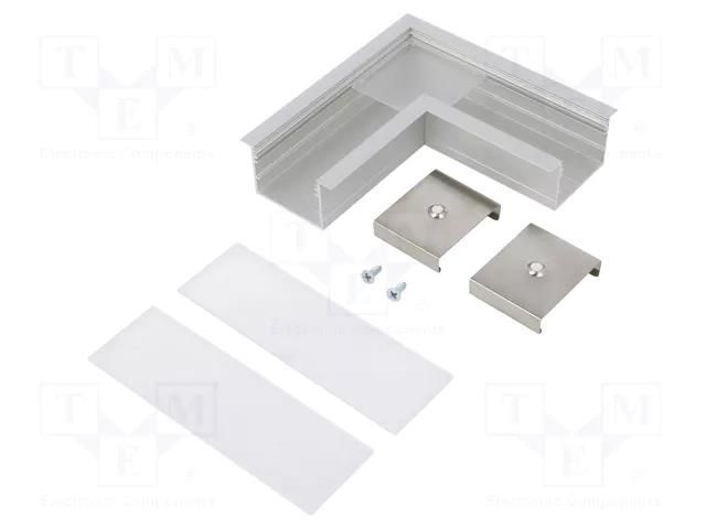 Connector 90°; silver; aluminium; anodized; VARIO30-07 TOPMET TOP-V4790020