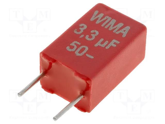 Capacitor: polyester; 3.3uF; 30VAC; 50VDC; 5mm; ±10%; MKT; THT WIMA MKS2-3.3U/50