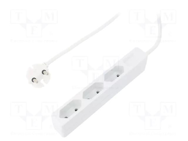 Plug socket strip: supply; Sockets: 3; 250VAC; 7.5A; white; 1.5m LOGILINK LPS229