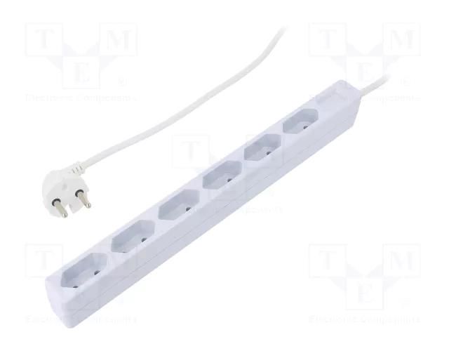 Plug socket strip: supply; Sockets: 6; 250VAC; 15A; white; 1.5m LOGILINK LPS231