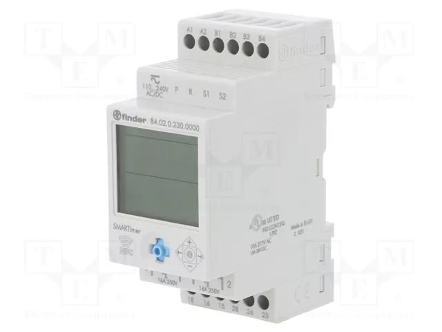 Programmable time switch; 0,1s÷9999h; SPDT x2; 250VAC/16A; IP20 FINDER 84.02.0.230.0000
