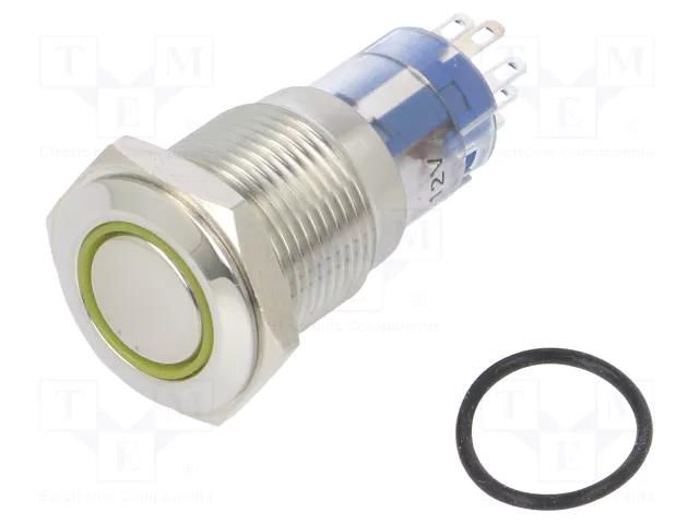 Switch: vandal resistant; DPDT; 3A/250VAC; IP67; ON-(ON); amber BULGIN MP0045/1E2AM012S