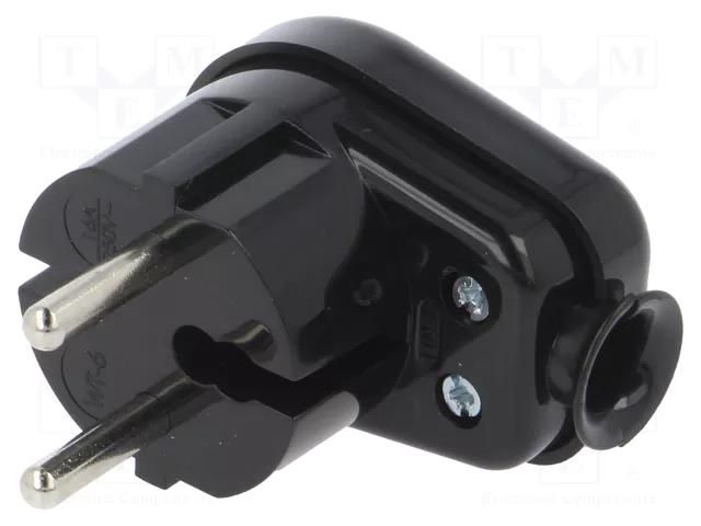 Connector: AC supply; male; plug; 2P; 250VAC; 16A; black; for cable TIMEX-ELEKTRO WT-16K2CZ