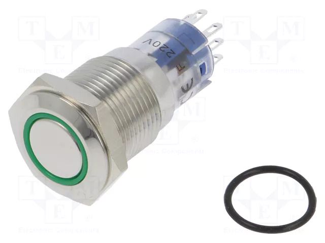 Switch: vandal resistant; DPDT; 3A/250VAC; IP67; ON-(ON); green BULGIN MP0045/1D2GN220S