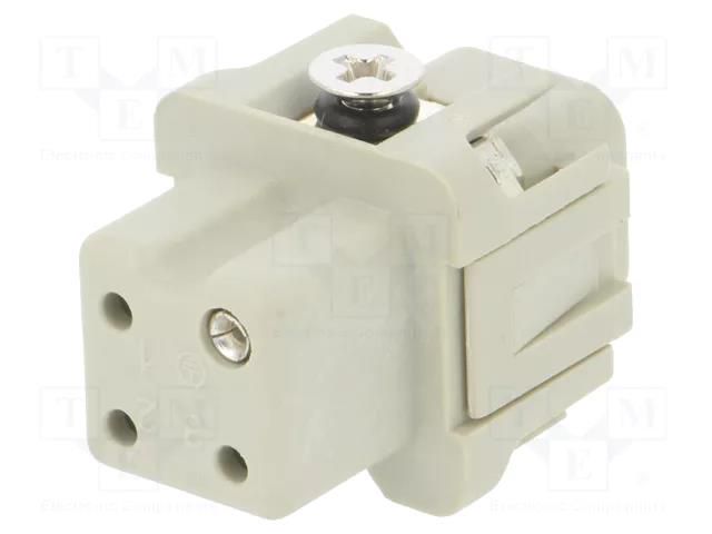 Connector: HDC; contact insert; female; HDC; PIN: 4; 10A; 250V; 3+PE TE Connectivity T2010032201-000