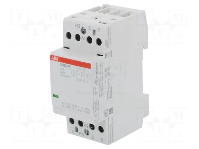 Contactor: 4-pole installation; 25A; 24VAC,24VDC; NC + NO x3 ABB ESB25-31N-01