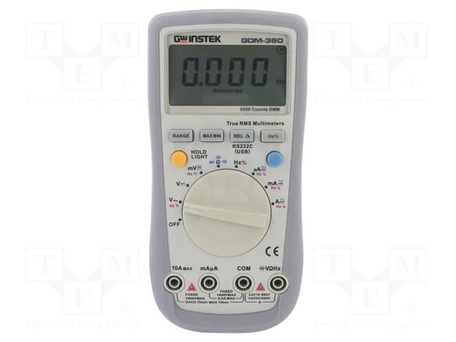 Digital multimeter; RS232; LCD; (5999); Bargraph: 61segm; True RMS GW INSTEK GDM-360
