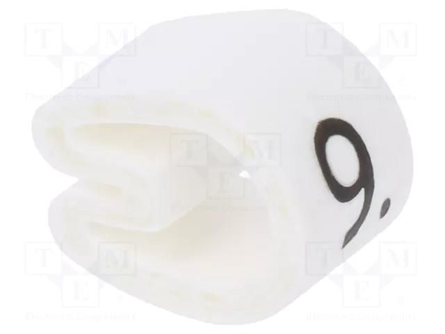 Markers; Marking: 9; 4.3÷6.9mm; PVC; white; -45÷70°C; leaded TE Connectivity TE-06201909