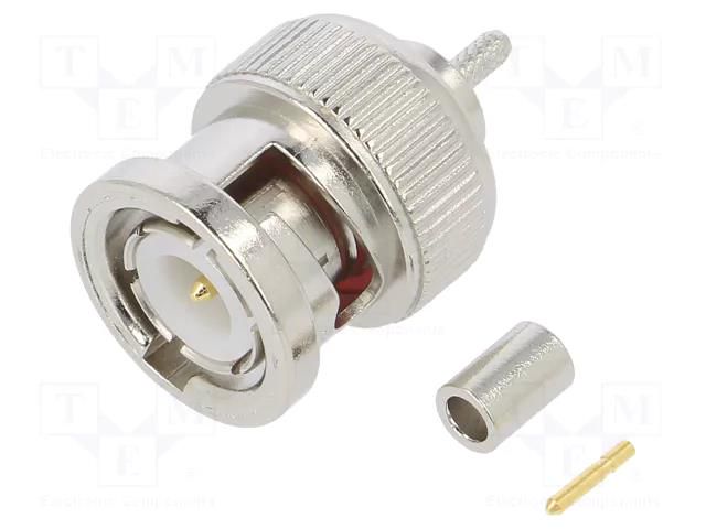 Connector: BNC; plug; male; straight; 50Ω; crimped; for cable; POM AMPHENOL RF 112516