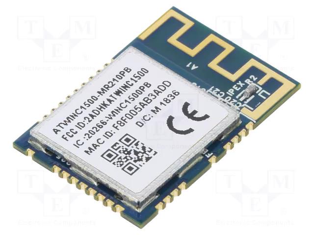 Module: WiFi; 17dBm; IEEE 802.11b/g/n; SPI,UART; SMD; 72Mbps MICROCHIP TECHNOLOGY WINC1500-MR210PB61