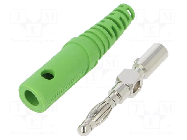 Connector: 4mm banana; plug; 32A; 33VAC; 70VDC; green; 2.5mm2 SCHÜTZINGER FK8S-GN