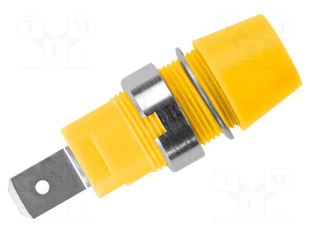 Connector: 4mm banana; socket; 32A; 1kV; yellow; nickel plated SCHÜTZINGER SAB7560NI-GE