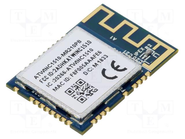 Module: WiFi; 17dBm; IEEE 802.11b/g/n; SPI,UART; SMD; 72Mbps MICROCHIP TECHNOLOGY WINC1510-MR210PB61