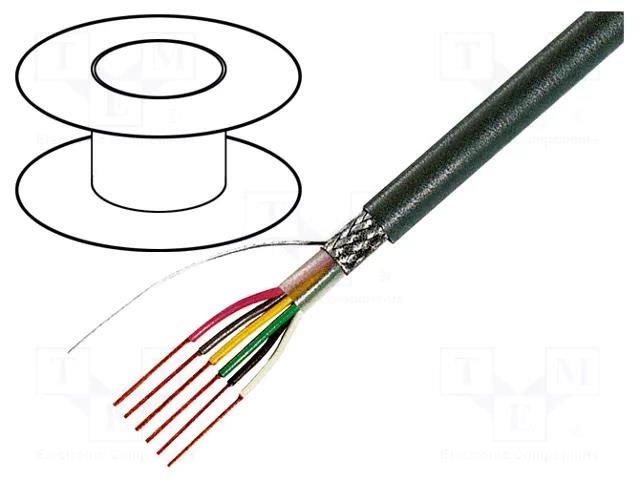 Wire; 3x0.14mm2; shielded,tinned copper braid; PVC; grey; 49V TASKER TAS-C242