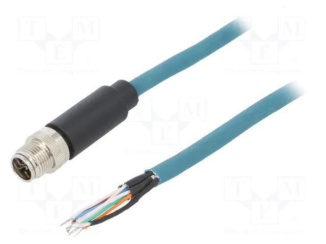 Cable: for sensors/automation; PIN: 8; male; X code-ProfiNET; IP67 BULGIN TPU12FIM08XFI020PU