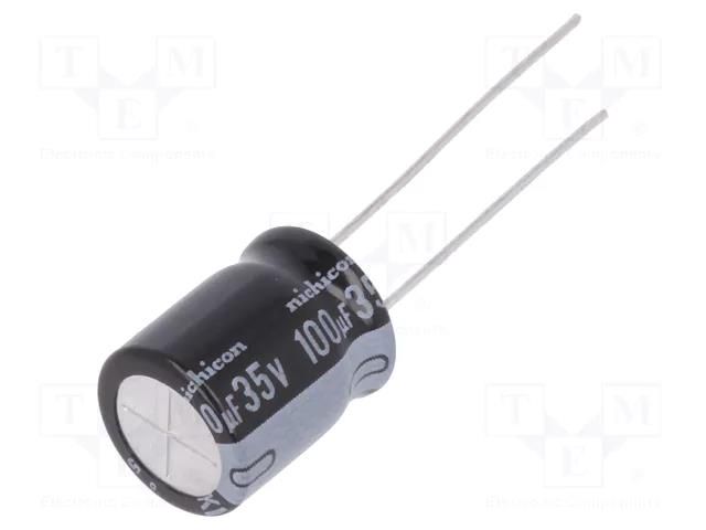 Capacitor: electrolytic; THT; 100uF; 35VDC; Ø10x12.5mm; Pitch: 5mm NICHICON UKL1V101MPD1TD
