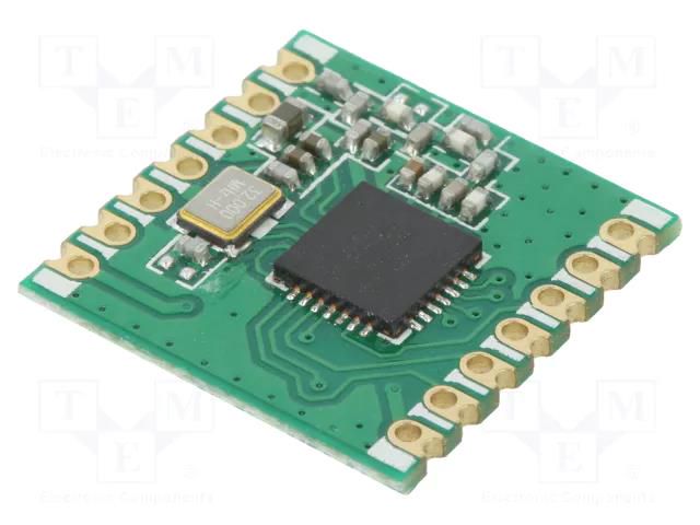 Module: RF; FM transceiver; FSK; 433.92MHz; SPI; -120dBm; 13dBm; SMD HOPE MICROELECTRONICS RFM69CW-433S2