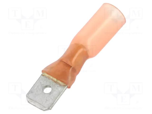 Terminal: flat; 6.3mm; 0.8mm; male; for cable; insulated; RAYCHEM TE Connectivity 514711-000