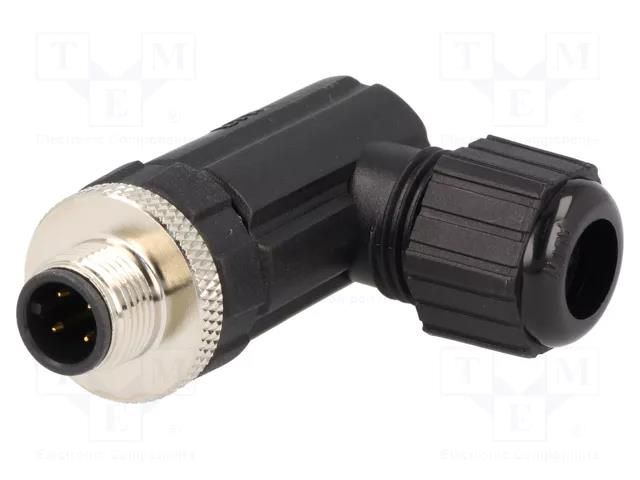 Connector: M12; plug; PIN: 4; male; 250V; angled 90°; IP67,IP68; 4A AMPHENOL LTW 12-04BMMB-SR7001