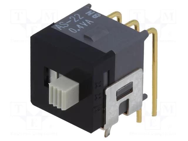Switch: slide; Pos: 2; DPDT; 0.01A/28VAC; 0.01A/28VDC; ON-ON; AS NKK SWITCHES AS22AH